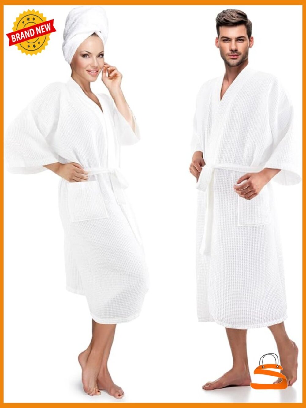 His and Hers Waffle Robes Couples Lightweight Bathrobes Wedding Gift